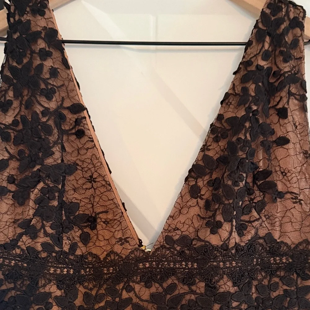 Bronx and Banco Black Lace Maxi Dress with Nude Slip - Picture 2 of 4